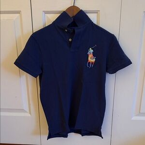Polo by Ralph Lauren Mens Blue Polo with Multicolor Logo